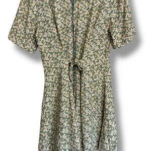 Vintage Express Floral Romper Y2K 90s, Womens XS, Short Sleeve Ties Buttons